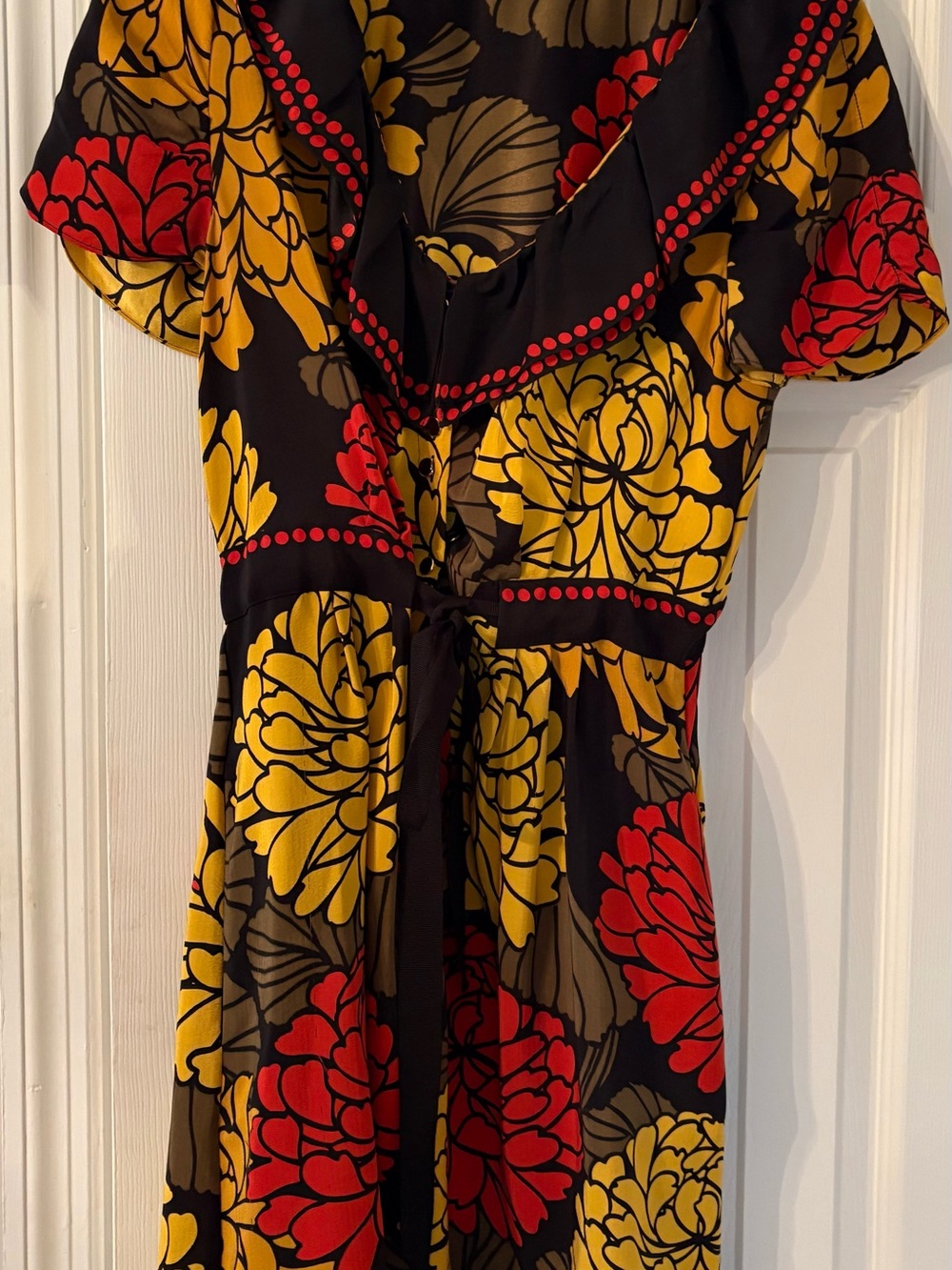 leifsdottir Black multi Dress with Red & Yellow Floral Print